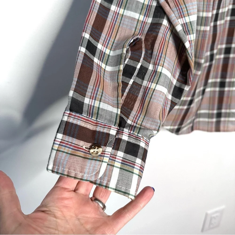 Vintage Levis Plaid Shirt Mens Button Up Pockets White Tab Western Size Large
